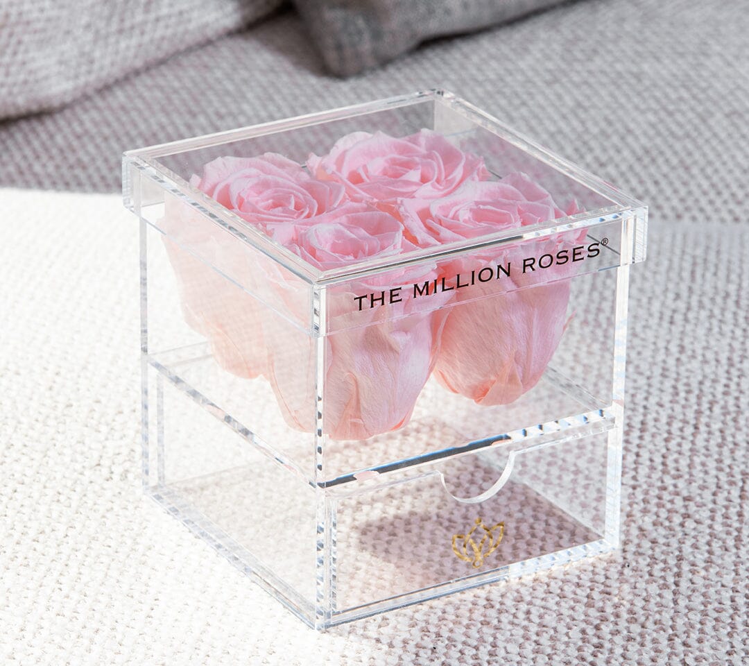 Caja Acrílica con 4 Cajones | Rosas Caramelo Rosa