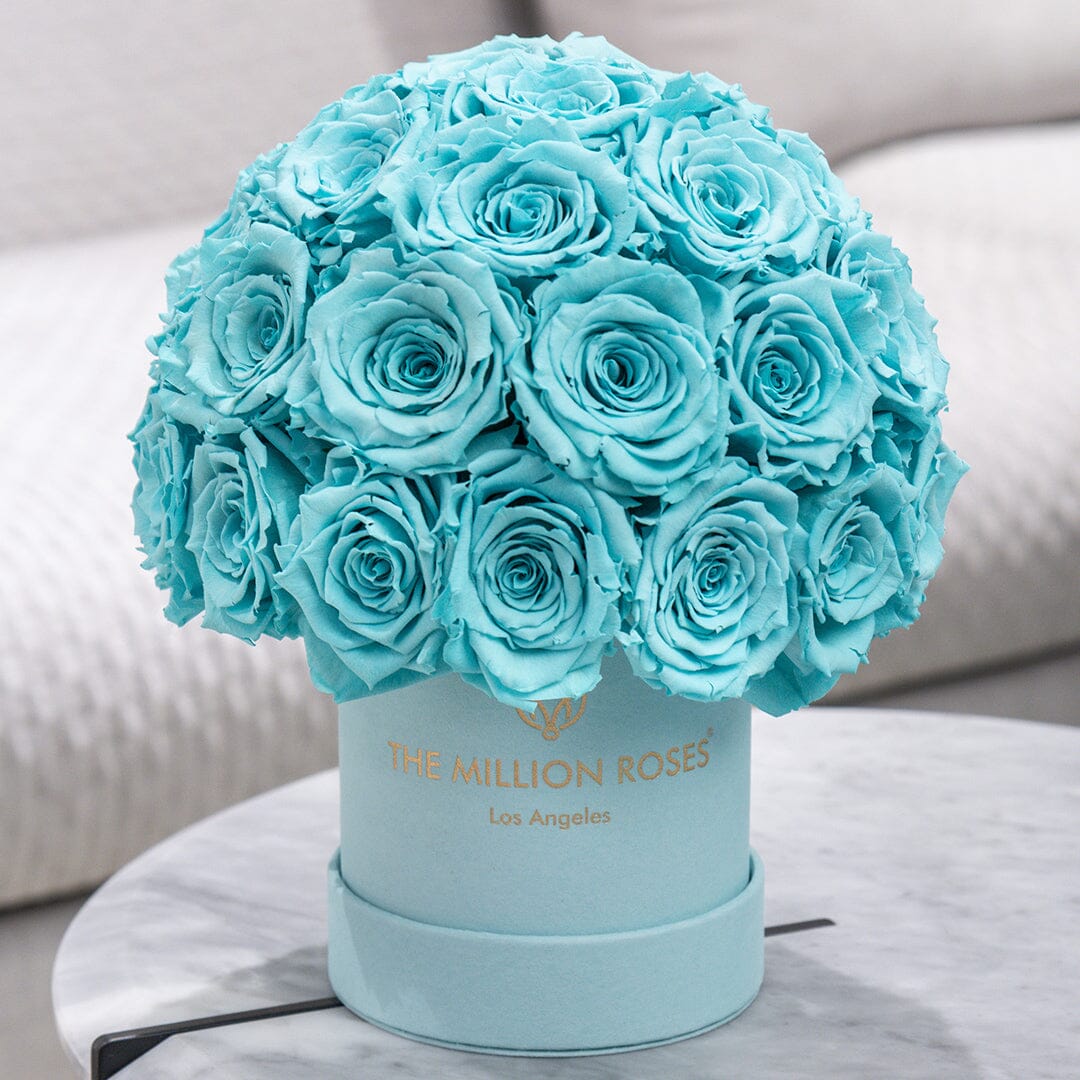 Basic Mint Green Suede Superdome Box | Turquoise Roses | The Million Roses