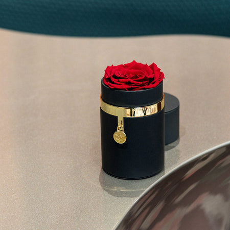 One in a Million™ Caja Redonda Negra | Charm Edition | Rosa Roja