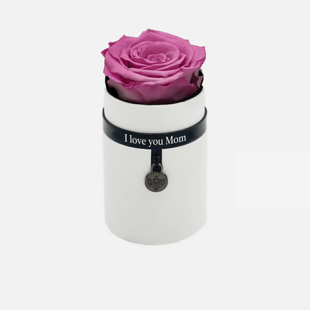 One in a Million™ Round White Box | I love you Mom | Candy Pink Rose