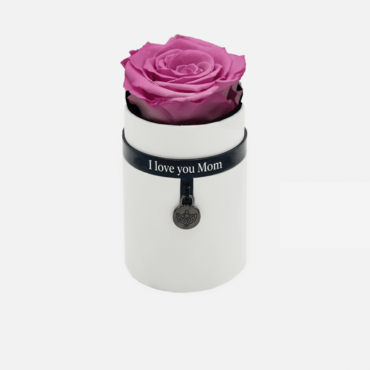 One in a Million™ Round White Box | I love you Mom | Orchid Rose