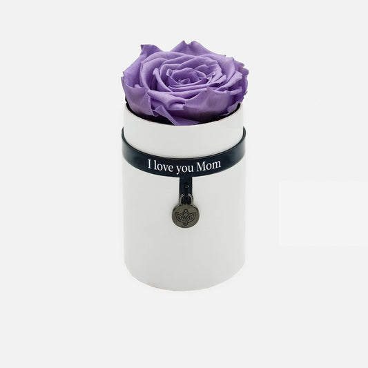 One in a Million™ Round Biely Box | I love you Mom | Levandulová ruža