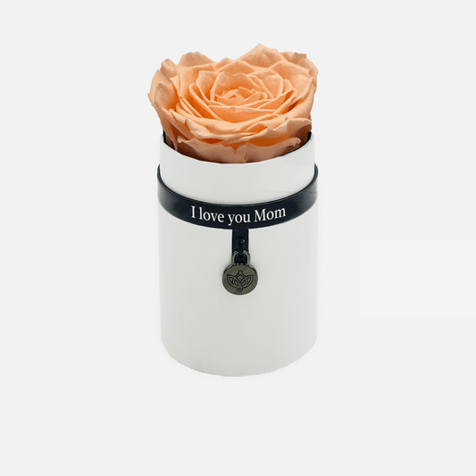 One in a Million™ Round White Box | I love you Mom | Peach Rose