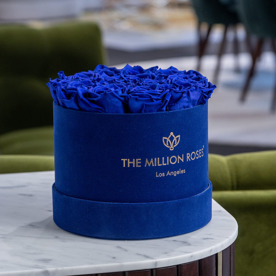 Classic Royal Blue Suede Box | Royal Blue Roses