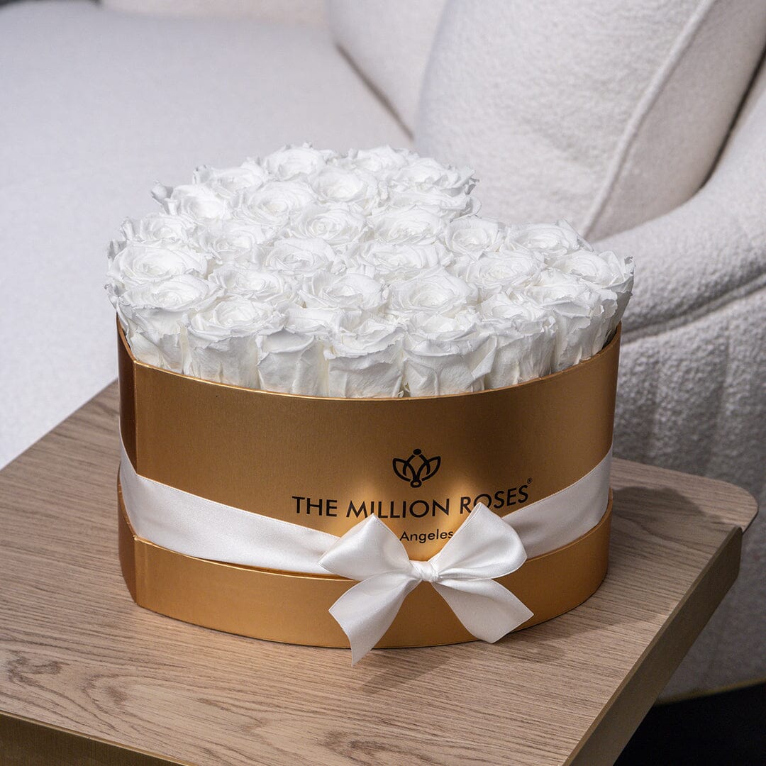 Heart Gold Box | White Roses