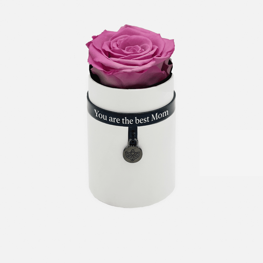 One in a Million™ Round Biely Box | You are the best Mom | Cukrovo rúžová ruža