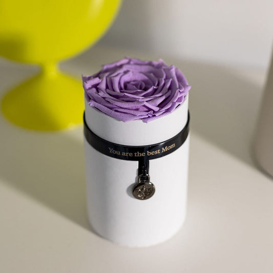 One in a Million™ Round Biely Box | You are the best Mom | Levandulová ruža