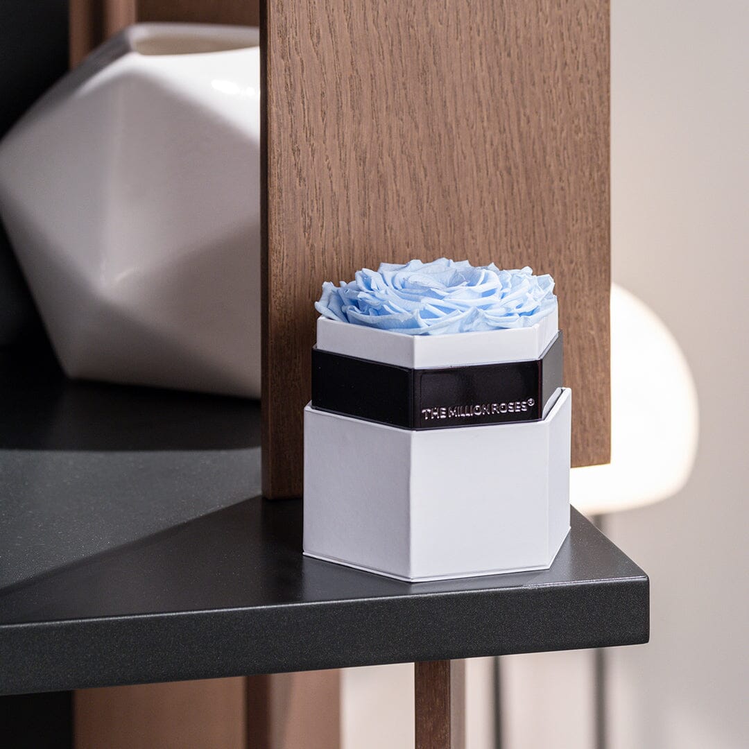 One in a Million™ White Hexagon Box | Light Blue Rose