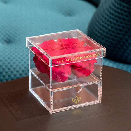 Acrylic 4 Drawer Box | Hot Pink Roses