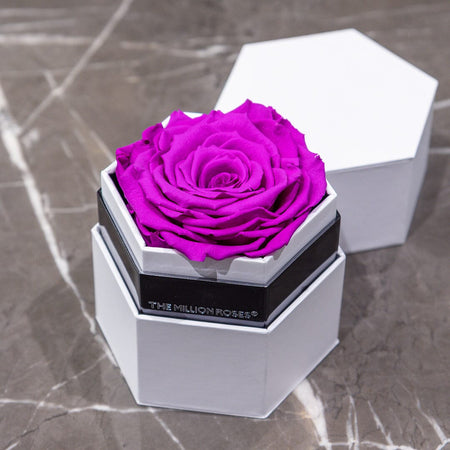 One in a Million™ White Hexagon Box | Bright Purple Rose