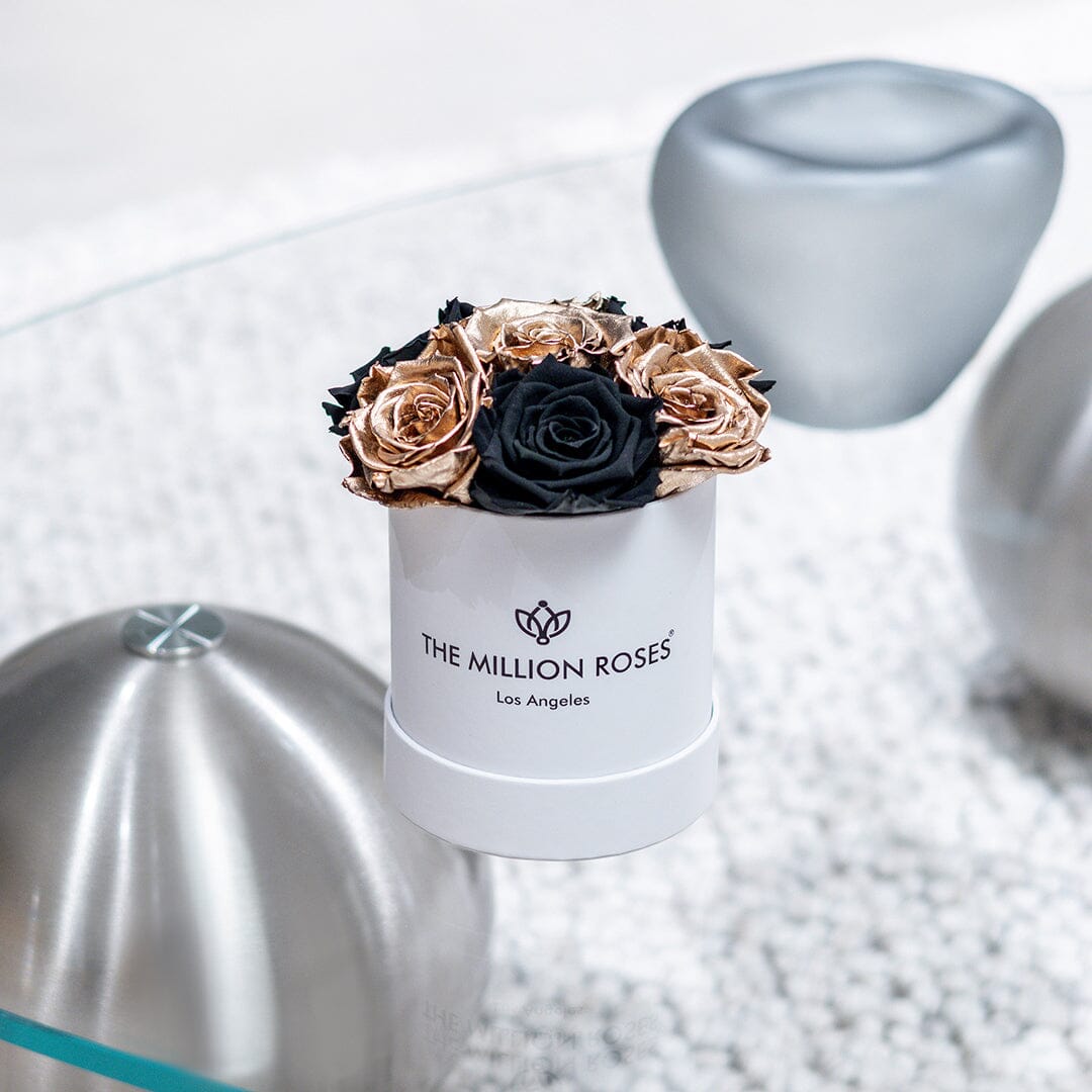 Basic White Box | Black & Gold Roses