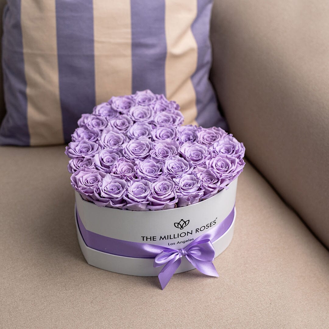 Heart Box | Weiß | Lavendelfarbene Rosen