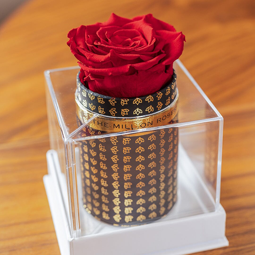 Single Black Monogram Box | Red Rose