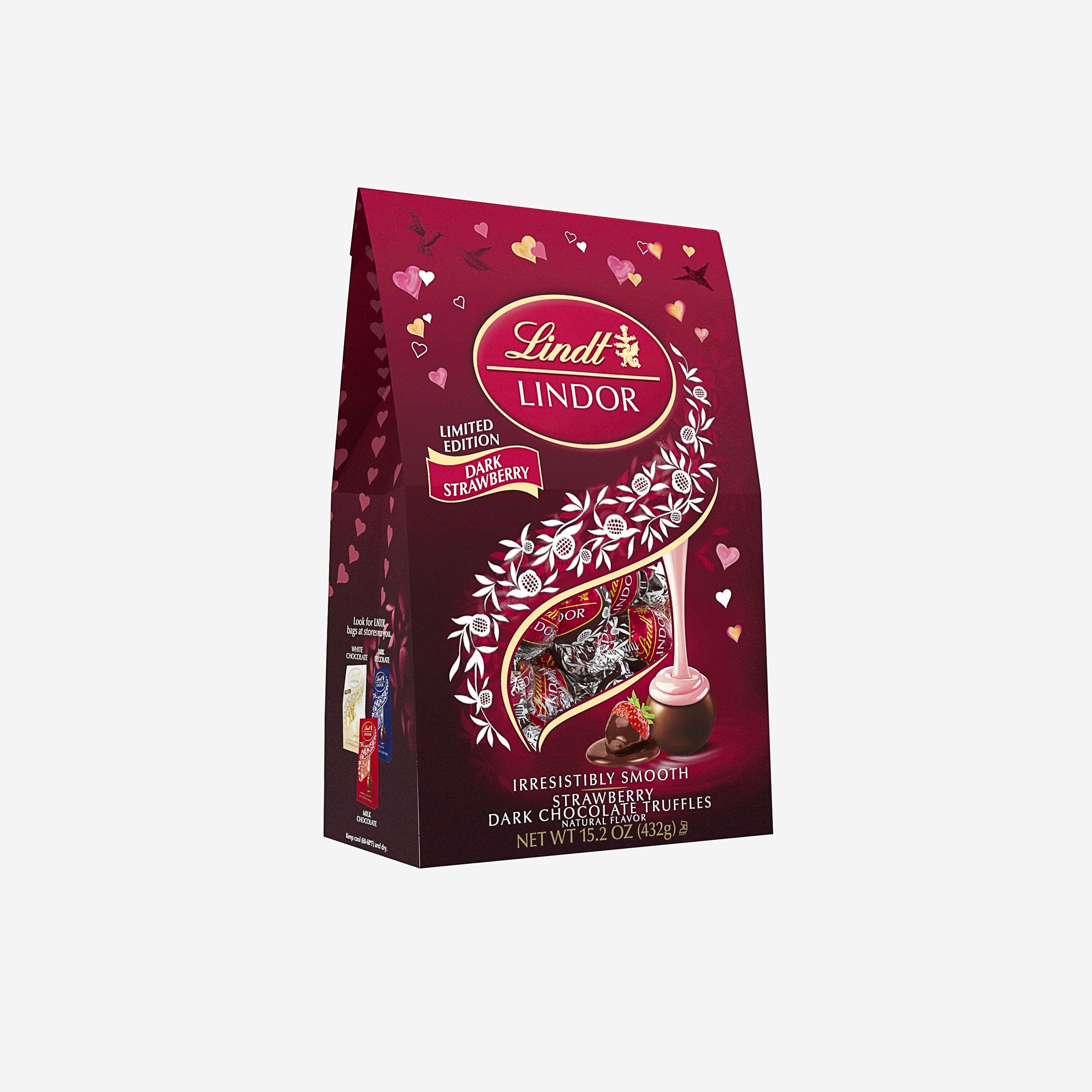 LINDOR Truffes Fraises & Chocolat Noir Sachet de 36 pièces (430g)