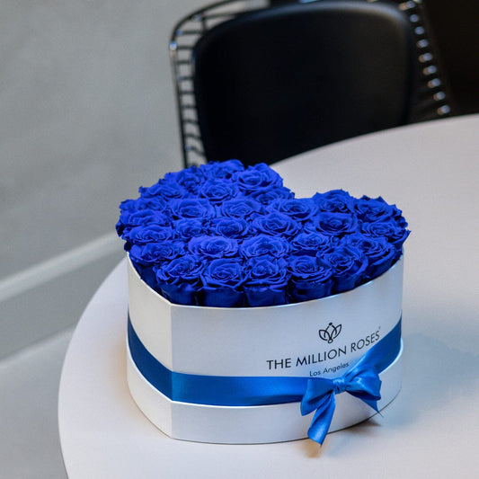 Heart White Box | Royal Blue Roses