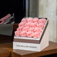 Boîte Carrée Blanche | Roses Rose Pâle