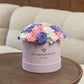Cutie de piele întoarsă roz deschis Classic Dome | Trandafiri violet, ivoire și roz