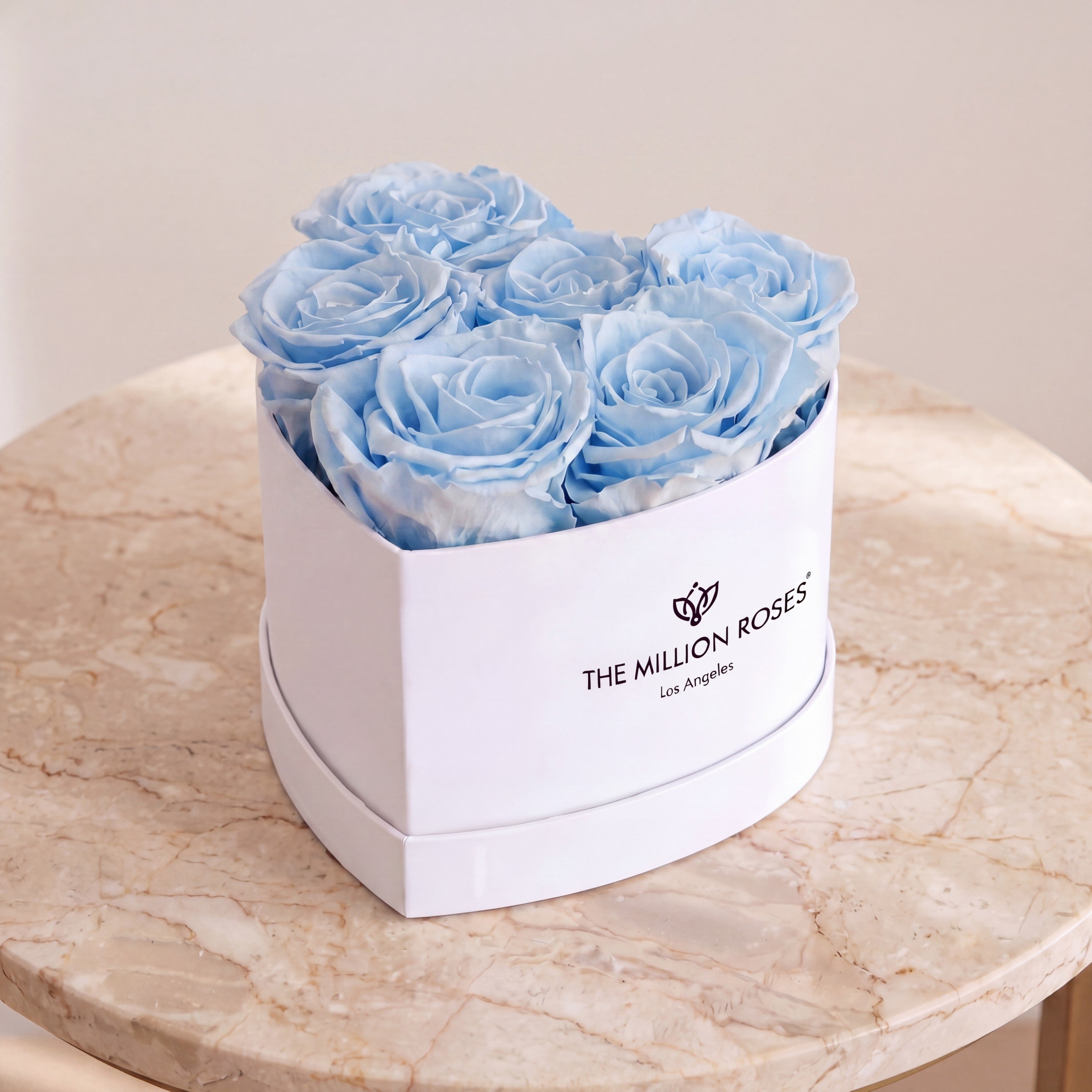 Baby Heart White Box | Light Blue Roses