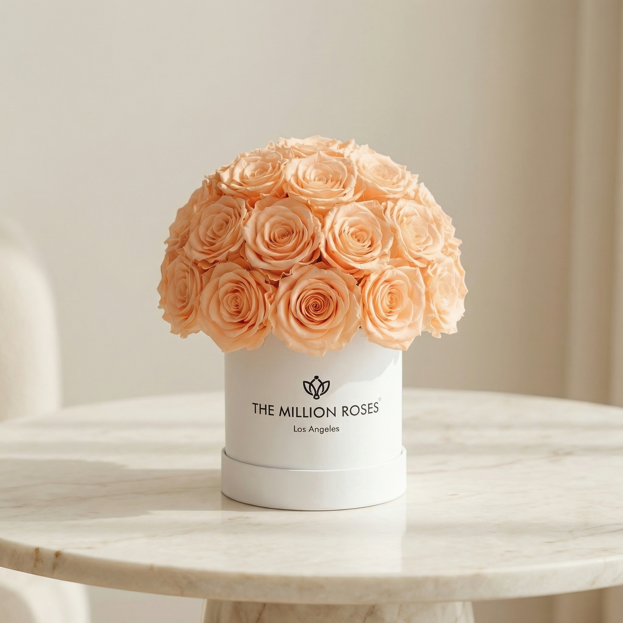 Basic White Superdome Box | Peach Roses