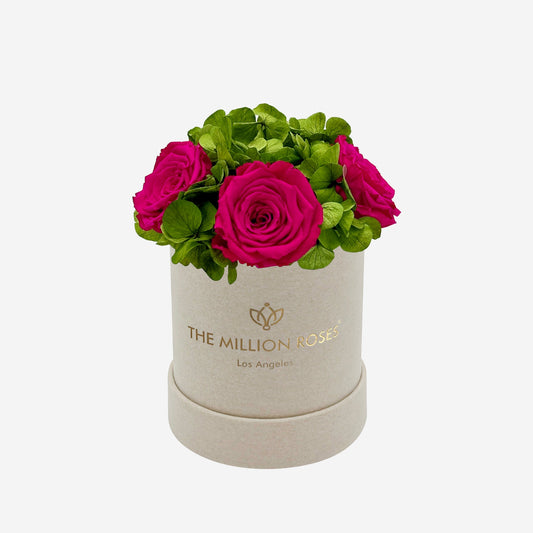 Basic Beige Suede Garden Box | Hot Pink Roses