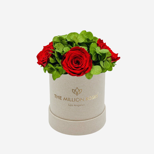 Basic Beige Suede Garden Box | Red Roses