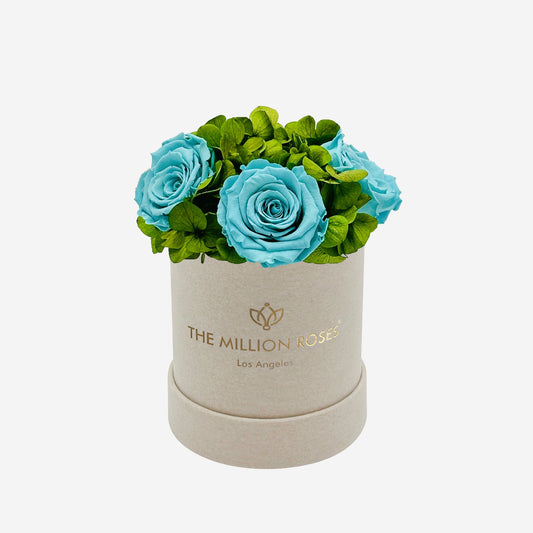 Basic Beige Suede Garden Box | Turquoise Roses