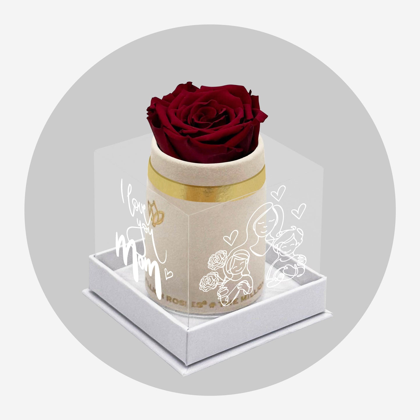Single Beige Suede Box | Limited Mother's Day Edition | Red Rose