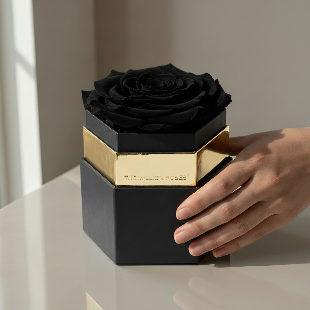 One in a Million™ Black Hexagon Box | Black Rose