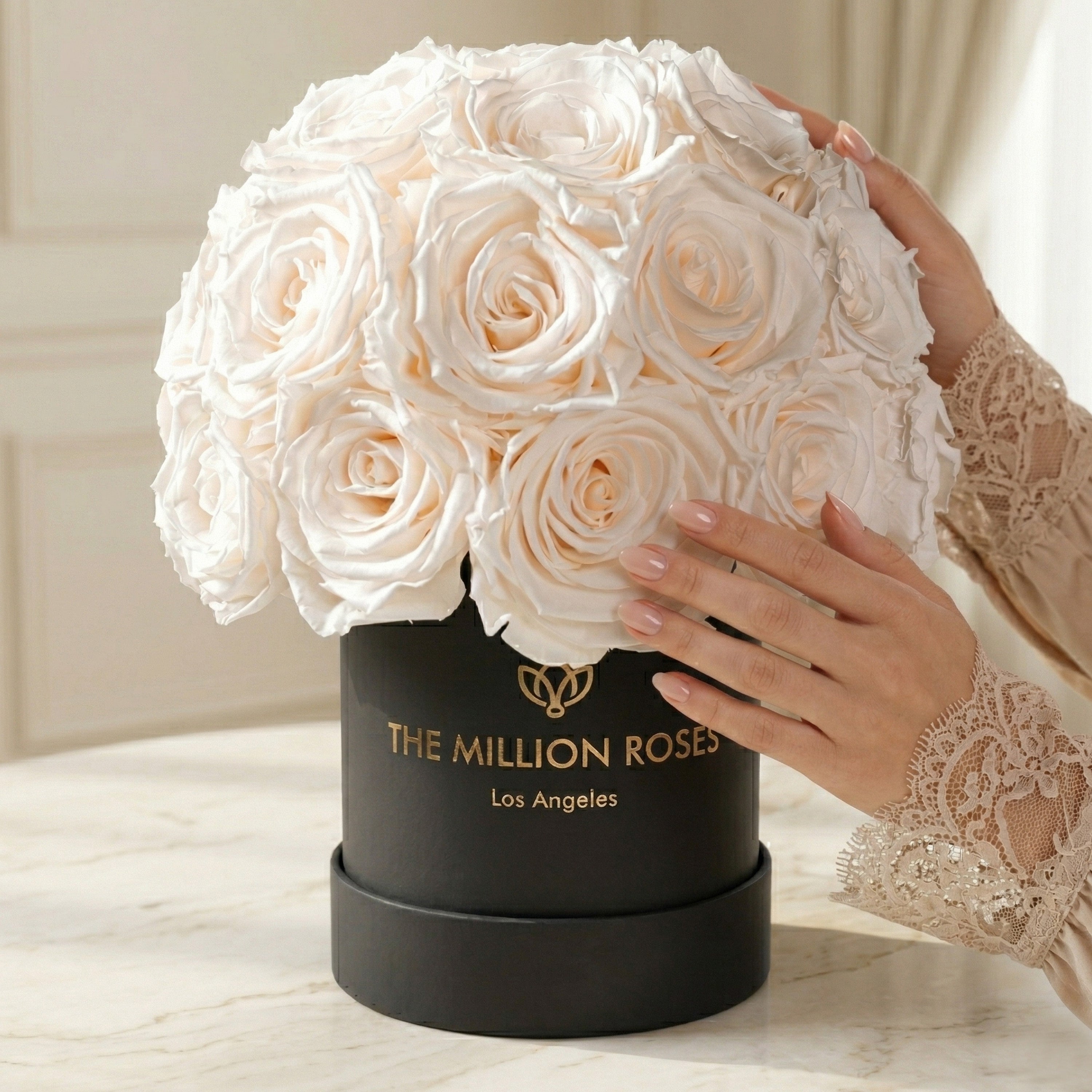 Basic Black Superdome Box | White Roses