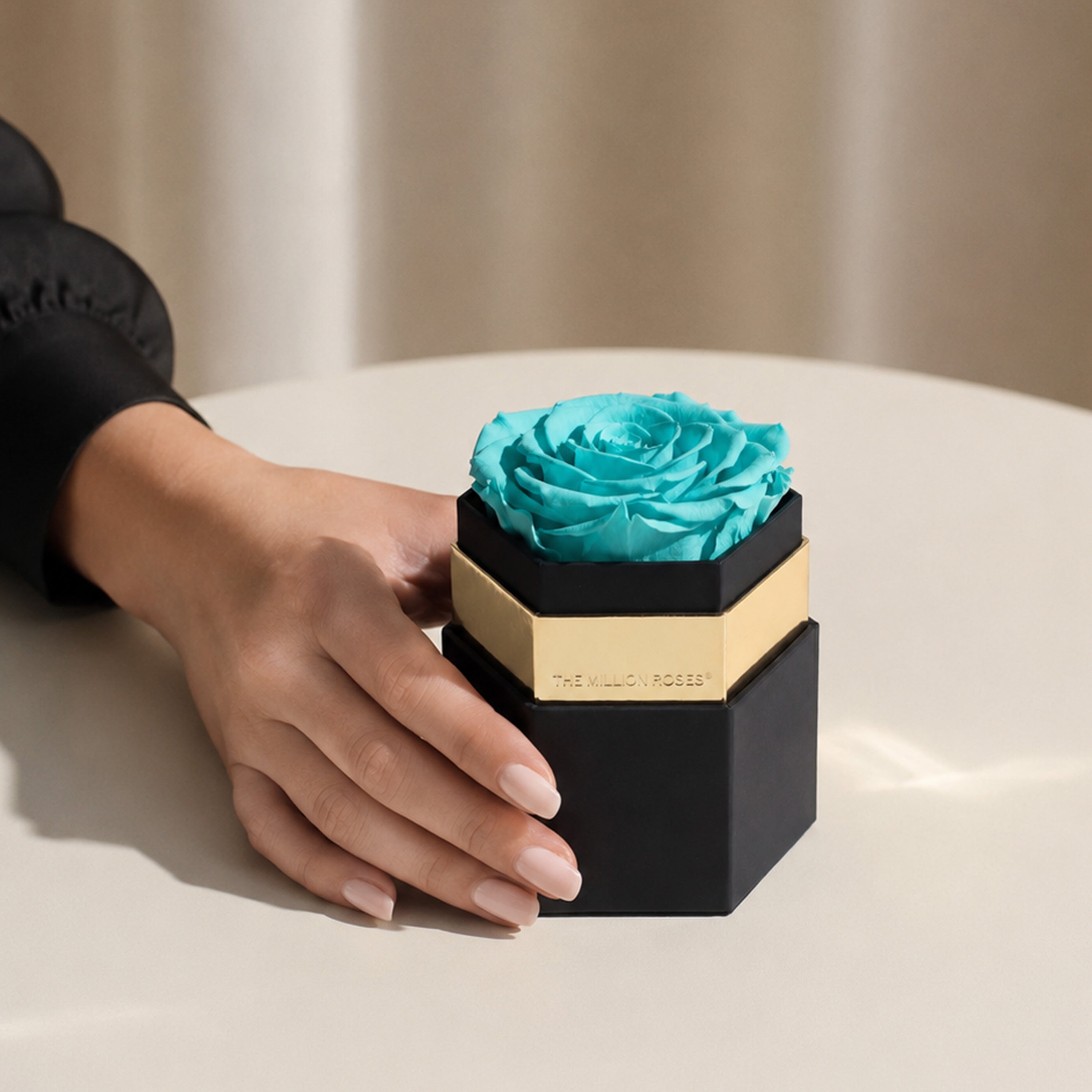 One in a Million™ Black Hexagon Box | Turquoise Rose