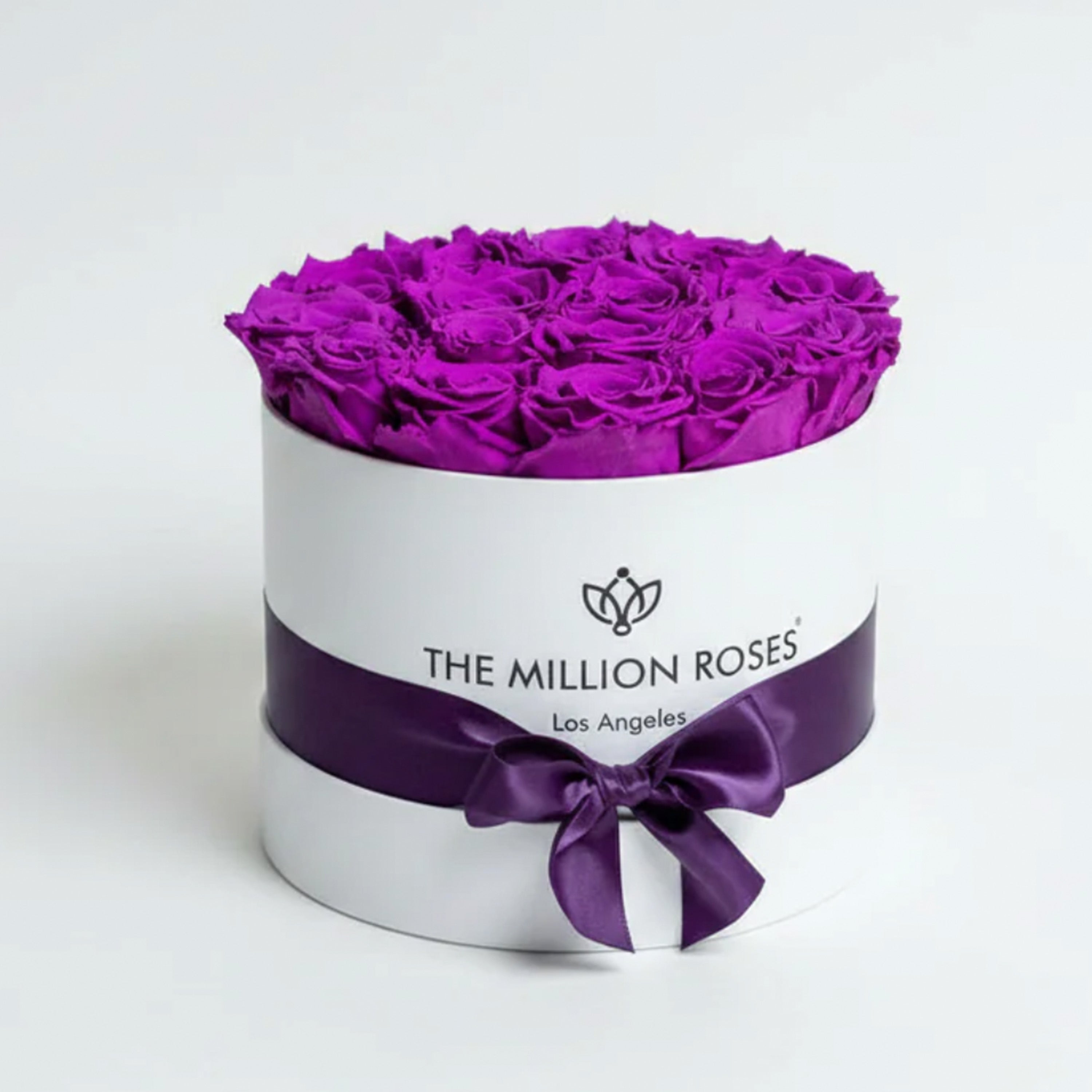 Classic White Box | Bright Purple Roses