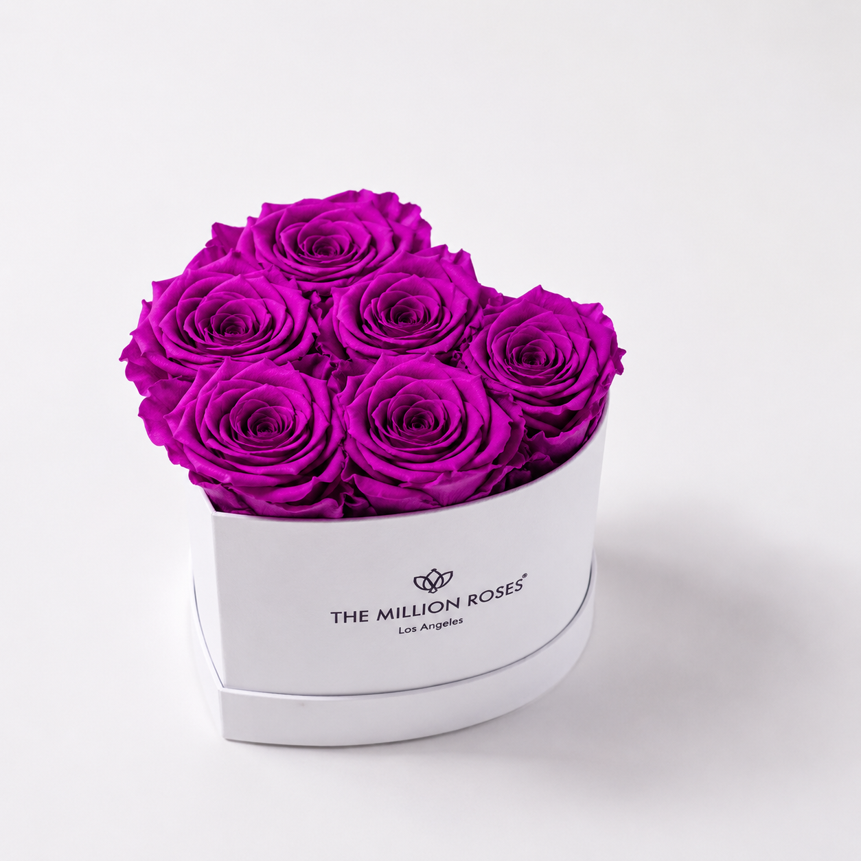 Baby Heart White Box | Bright Purple Roses