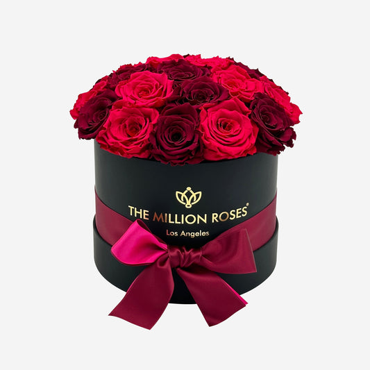 Classic Black Dome Box | Magenta & Burgundy Roses