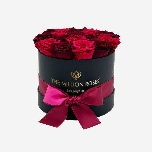 Classic Black Box | Magenta & Burgundy Roses