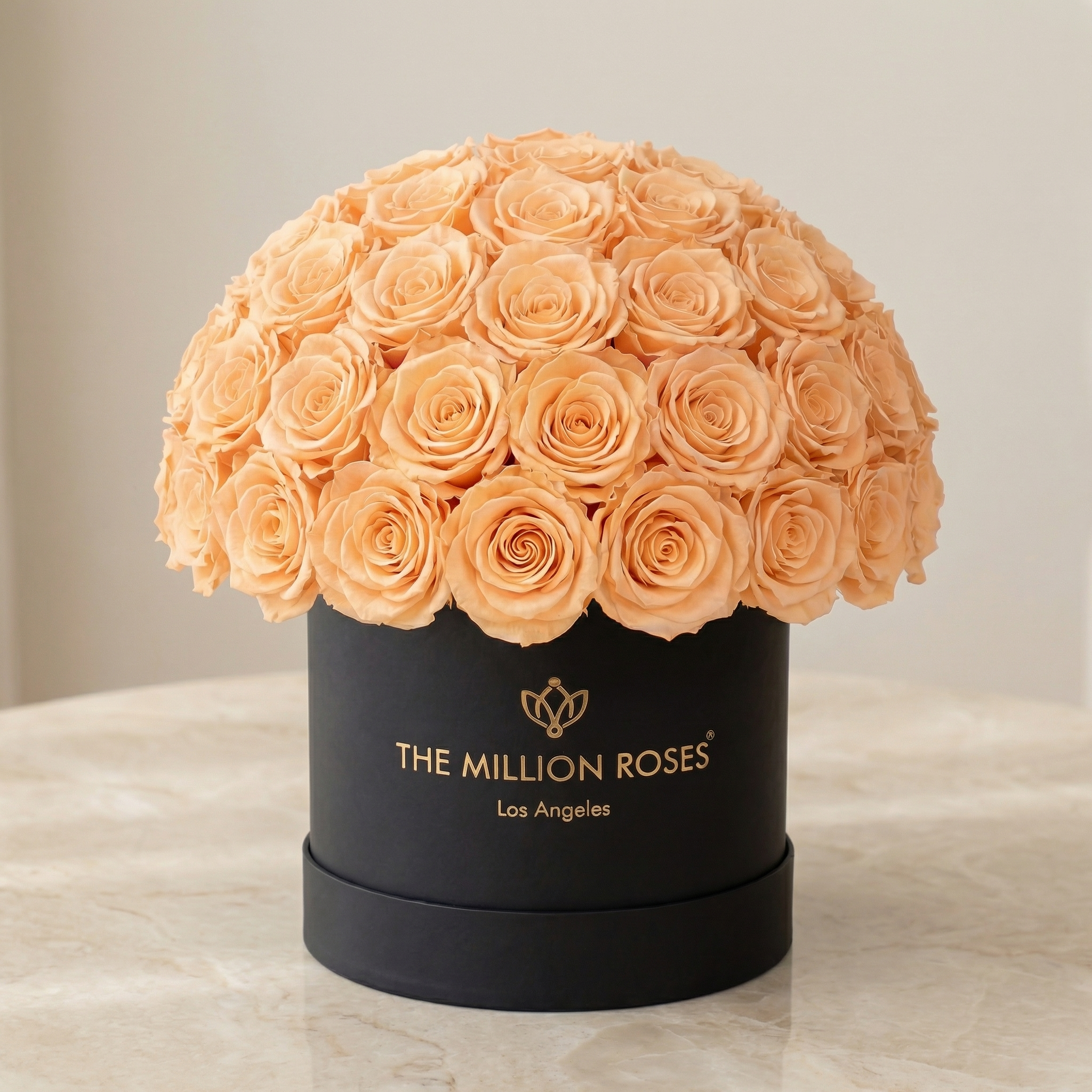 Classic Black Superdome Box | Peach Roses