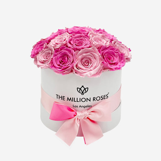 Classic White Dome Box | Candy Pink & Light Pink Roses