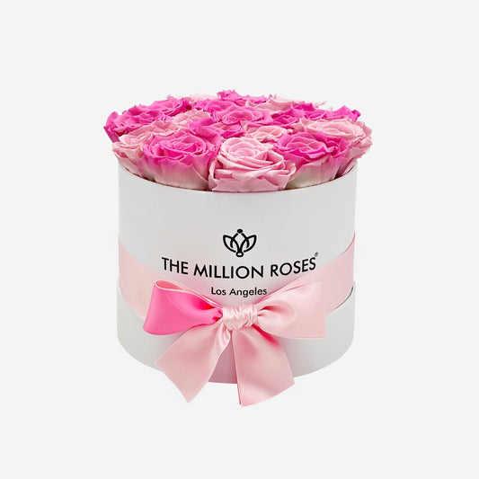 Classic White Box | Candy Pink & Light Pink Roses