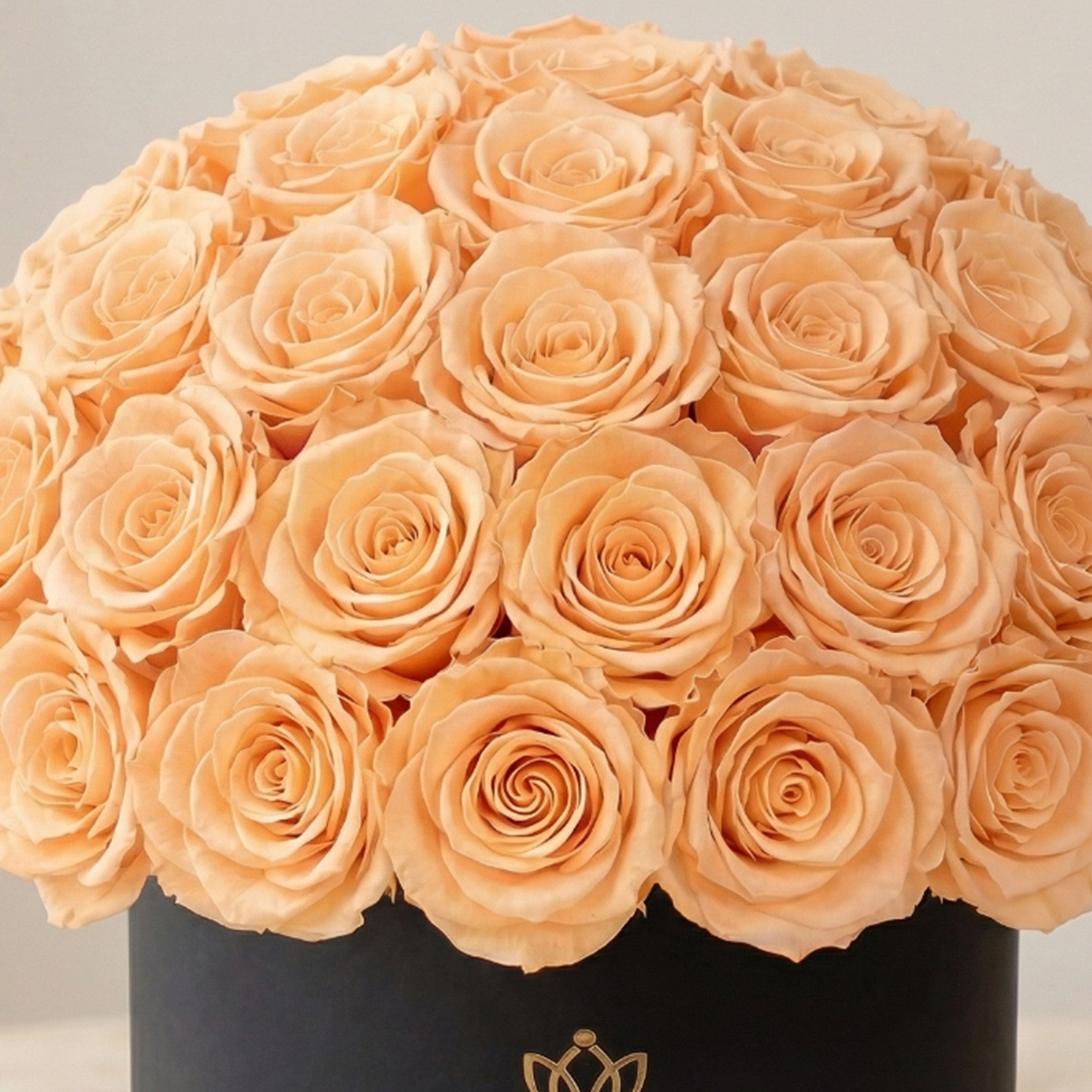 Classic Black Superdome Box | Peach Roses