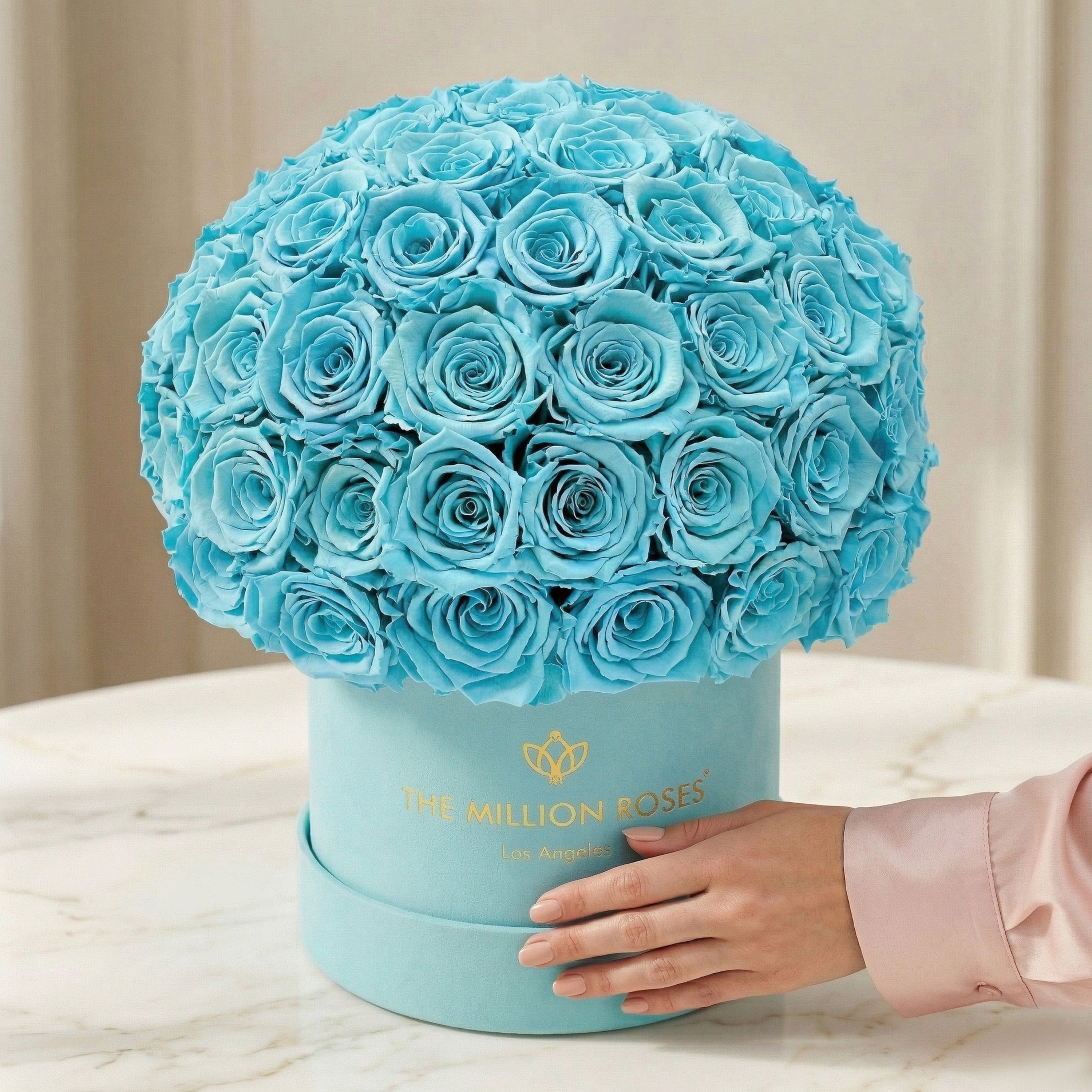Classic Mint Green Suede Superdome Box | Turquoise Roses