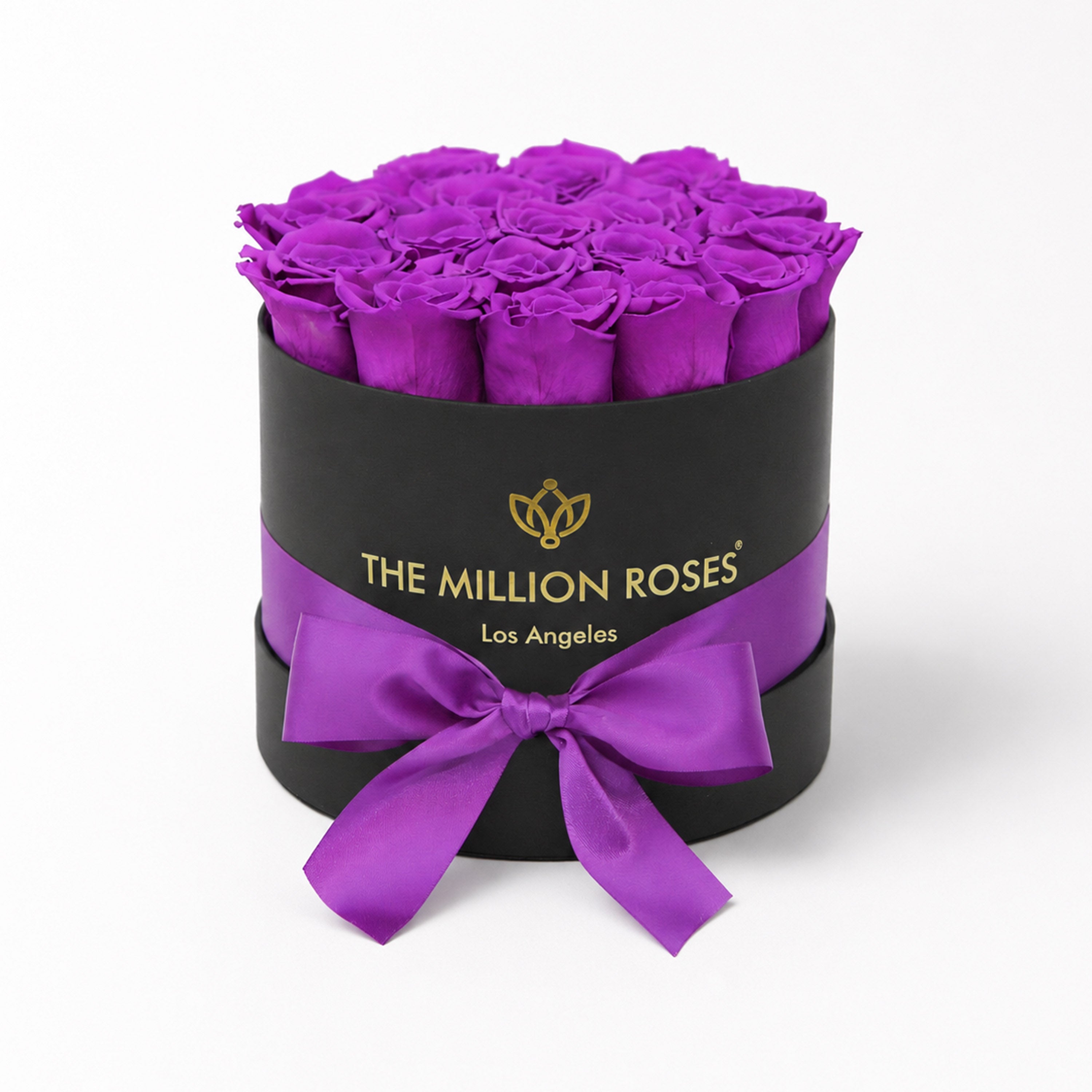 Classic Black Box | Bright Purple Roses
