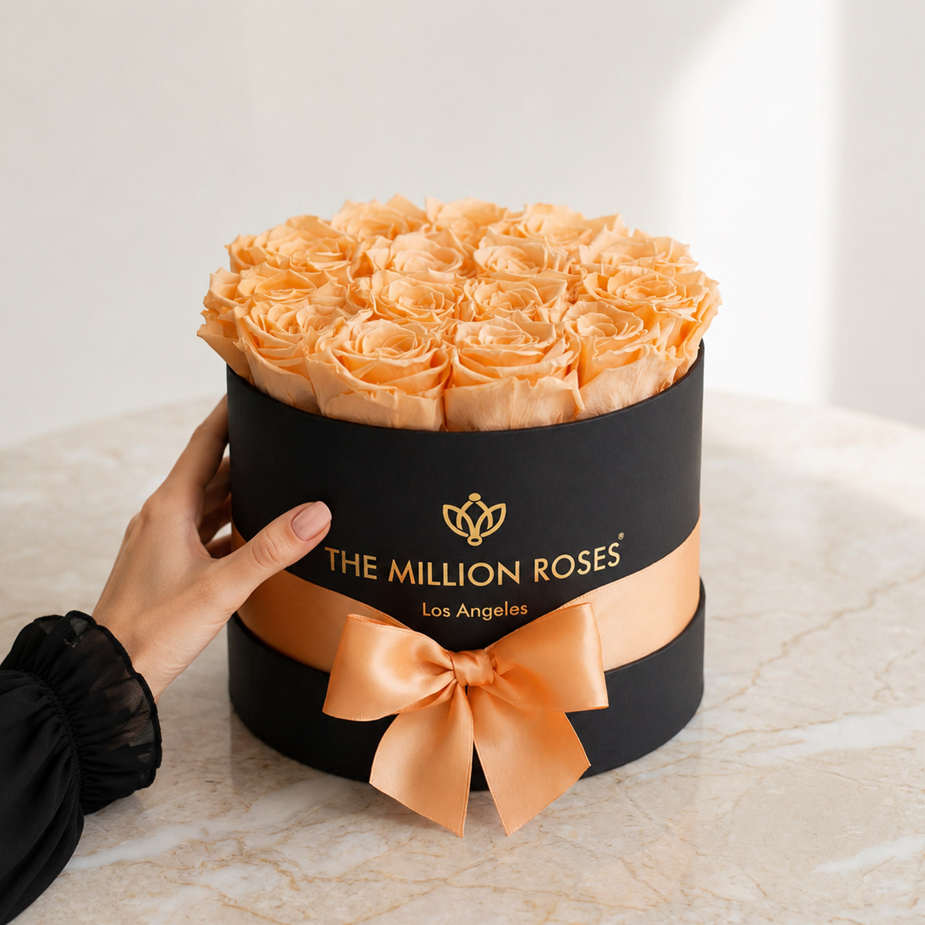Classic Black Box | Peach Roses