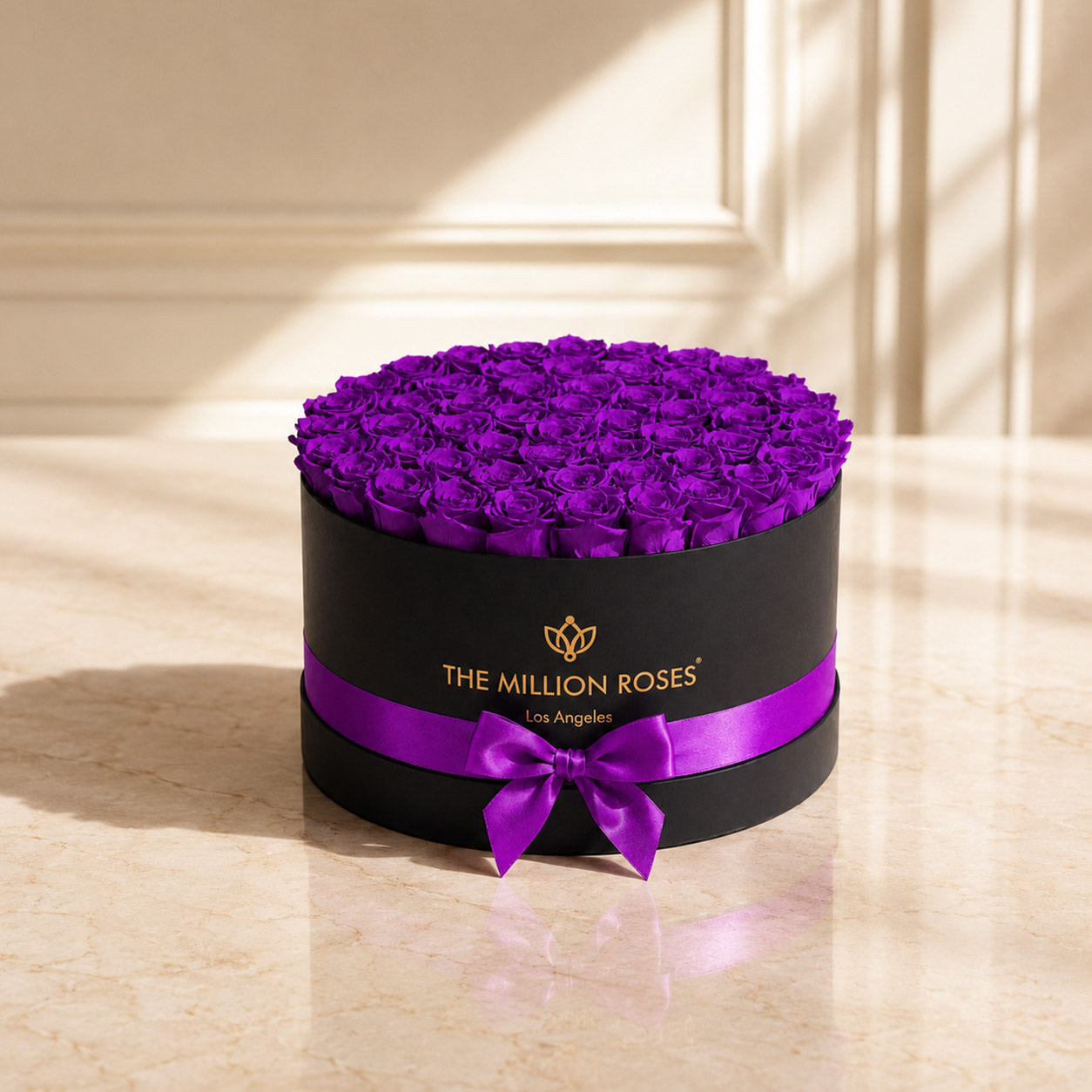 Deluxe Black Box | Bright Purple Roses