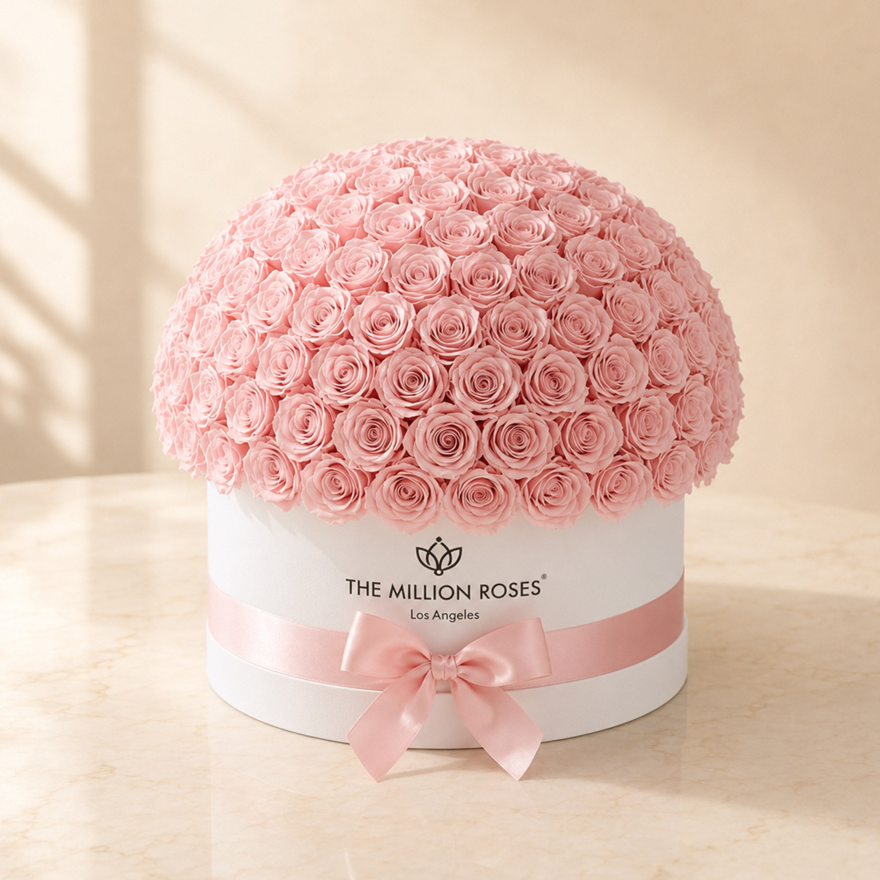 Deluxe White Dome Box | Light Pink Roses