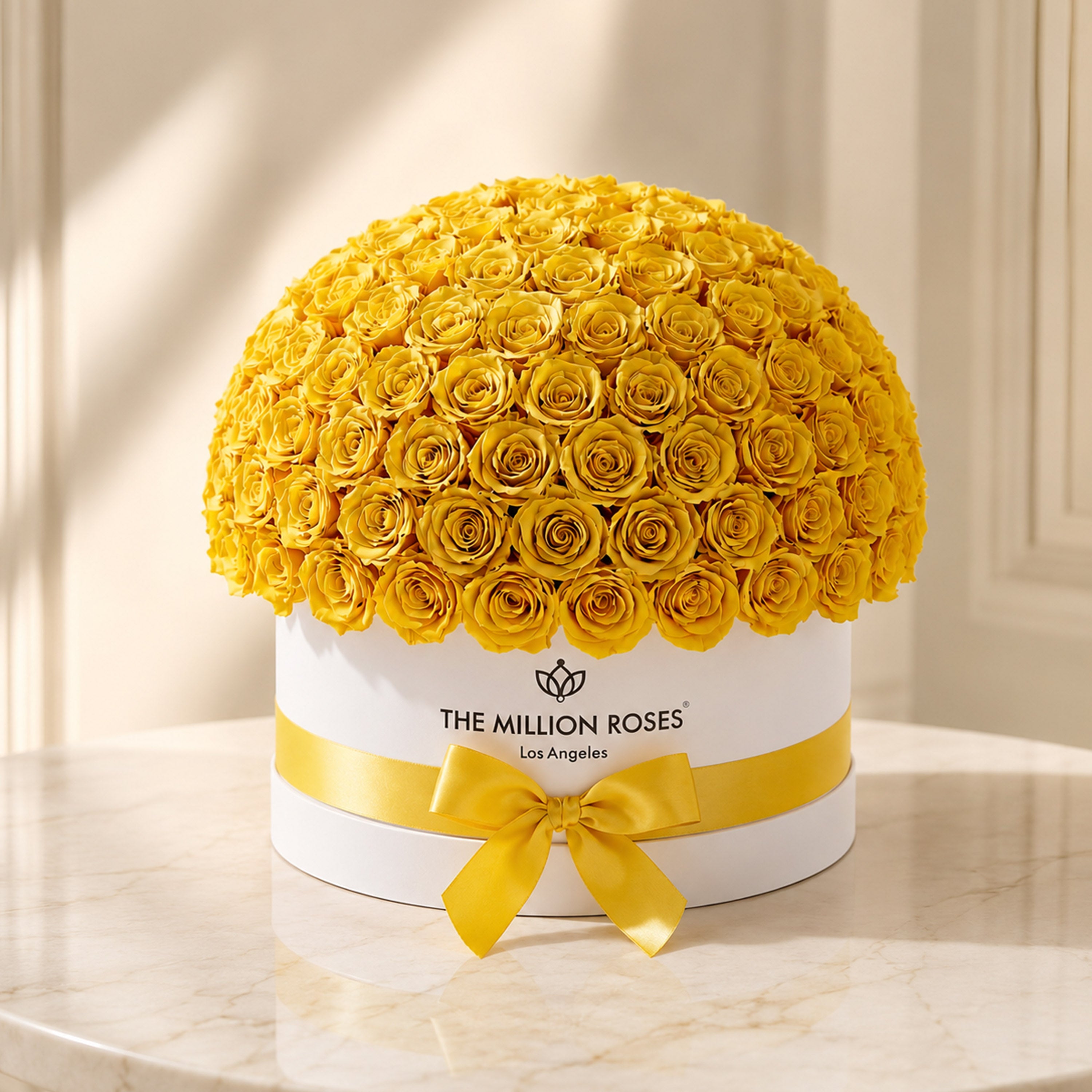 Deluxe White Dome Box | Yellow Roses