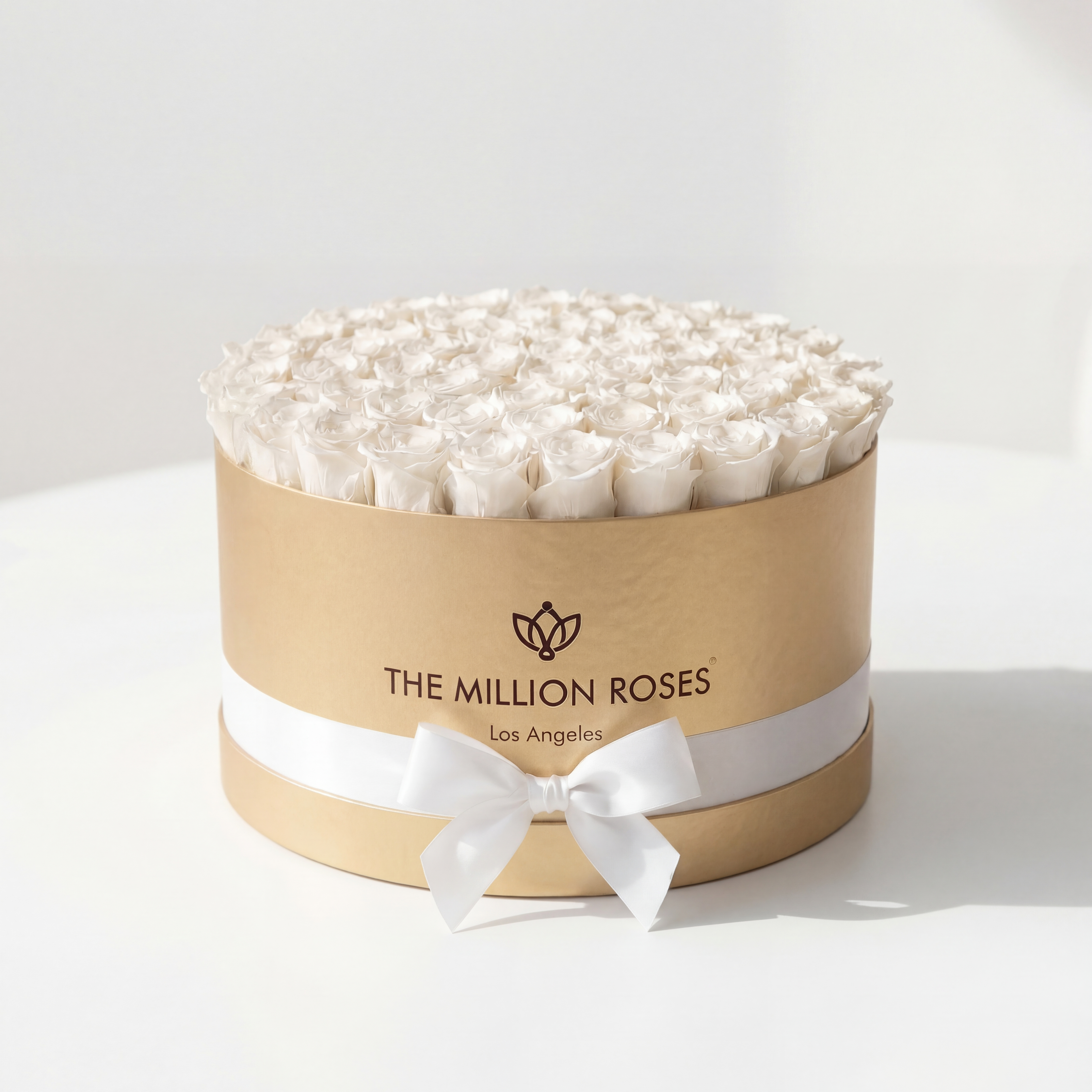 Deluxe Matte Gold Box | White Roses