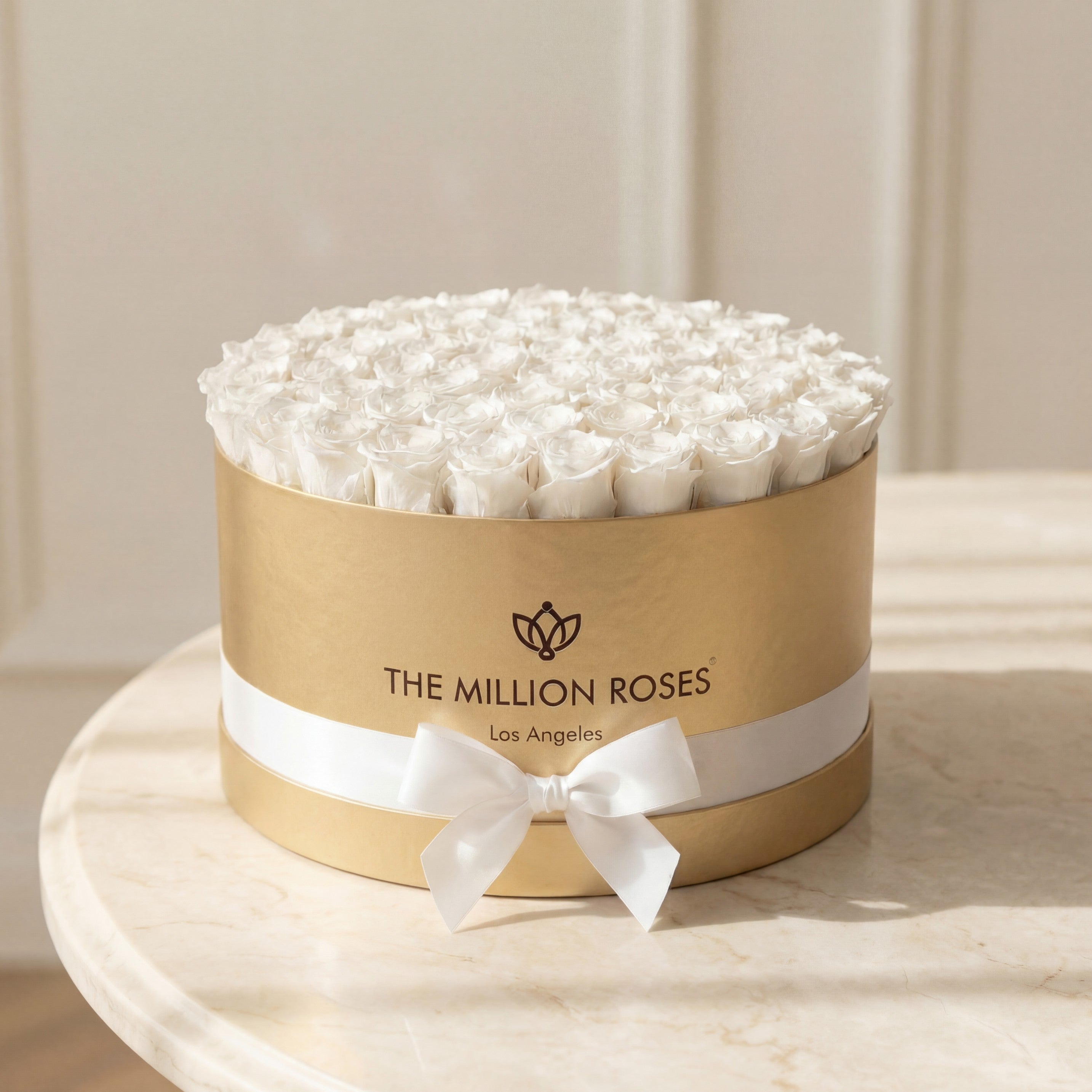 Deluxe Matte Gold Box | White Roses