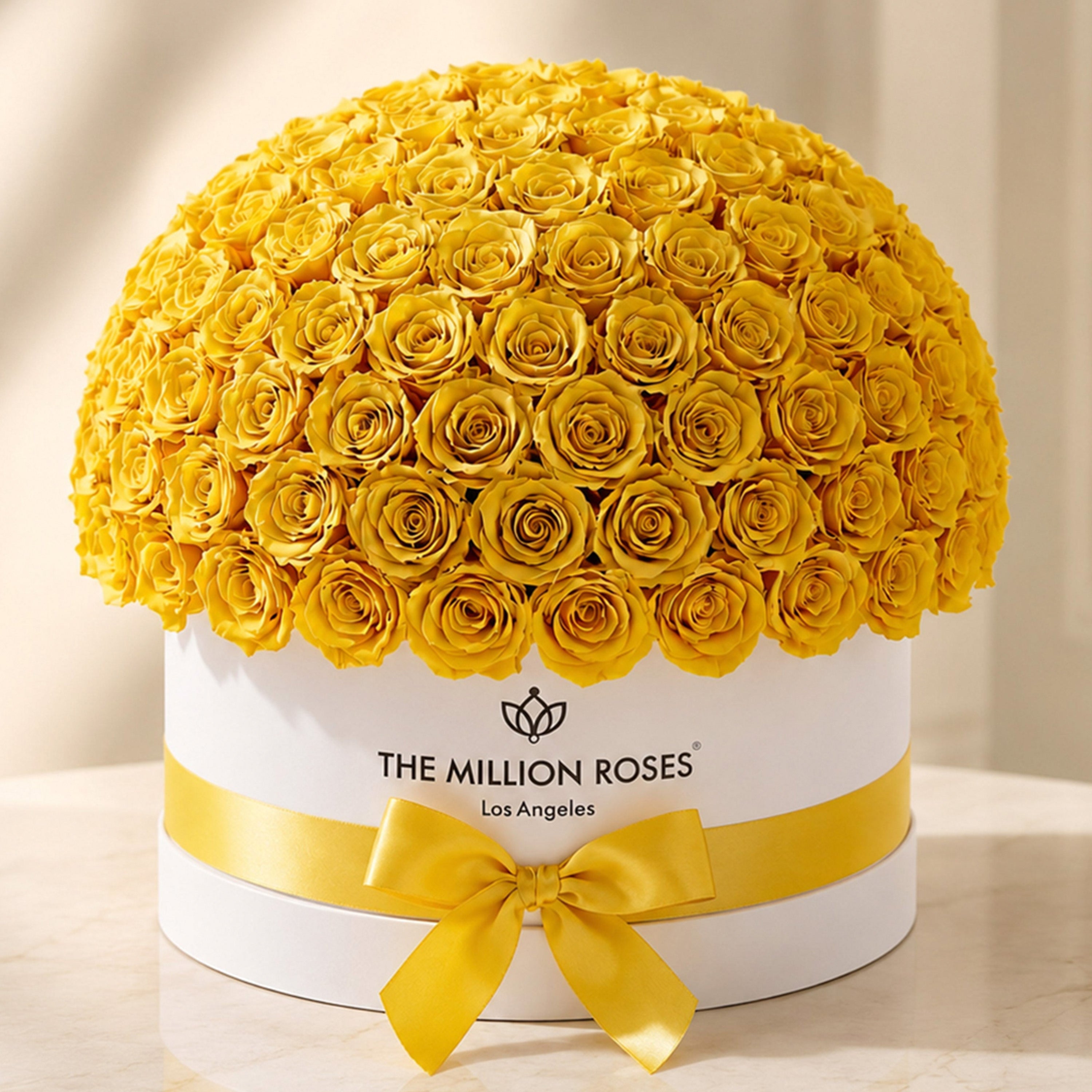 Deluxe White Dome Box | Yellow Roses