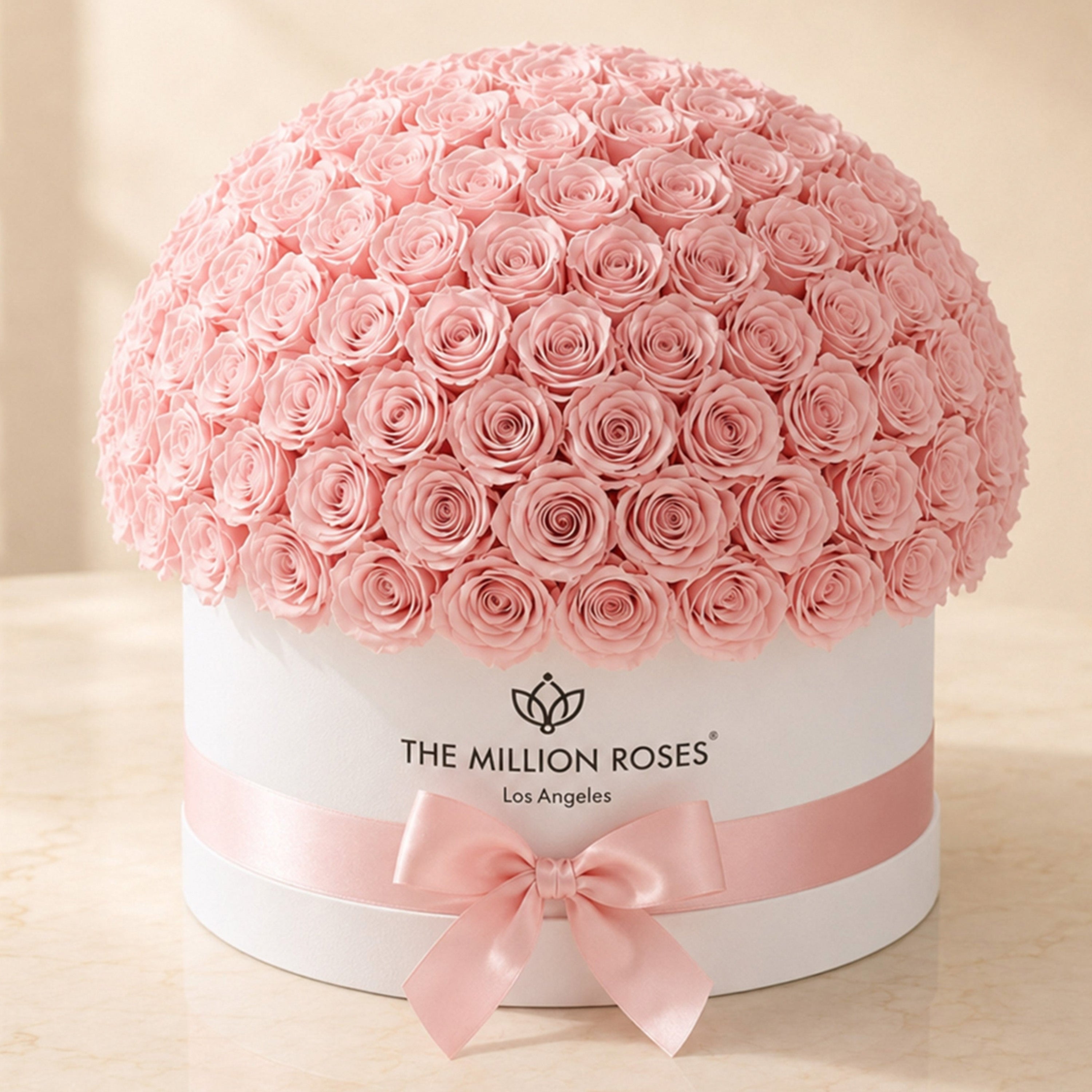 Deluxe White Dome Box | Light Pink Roses