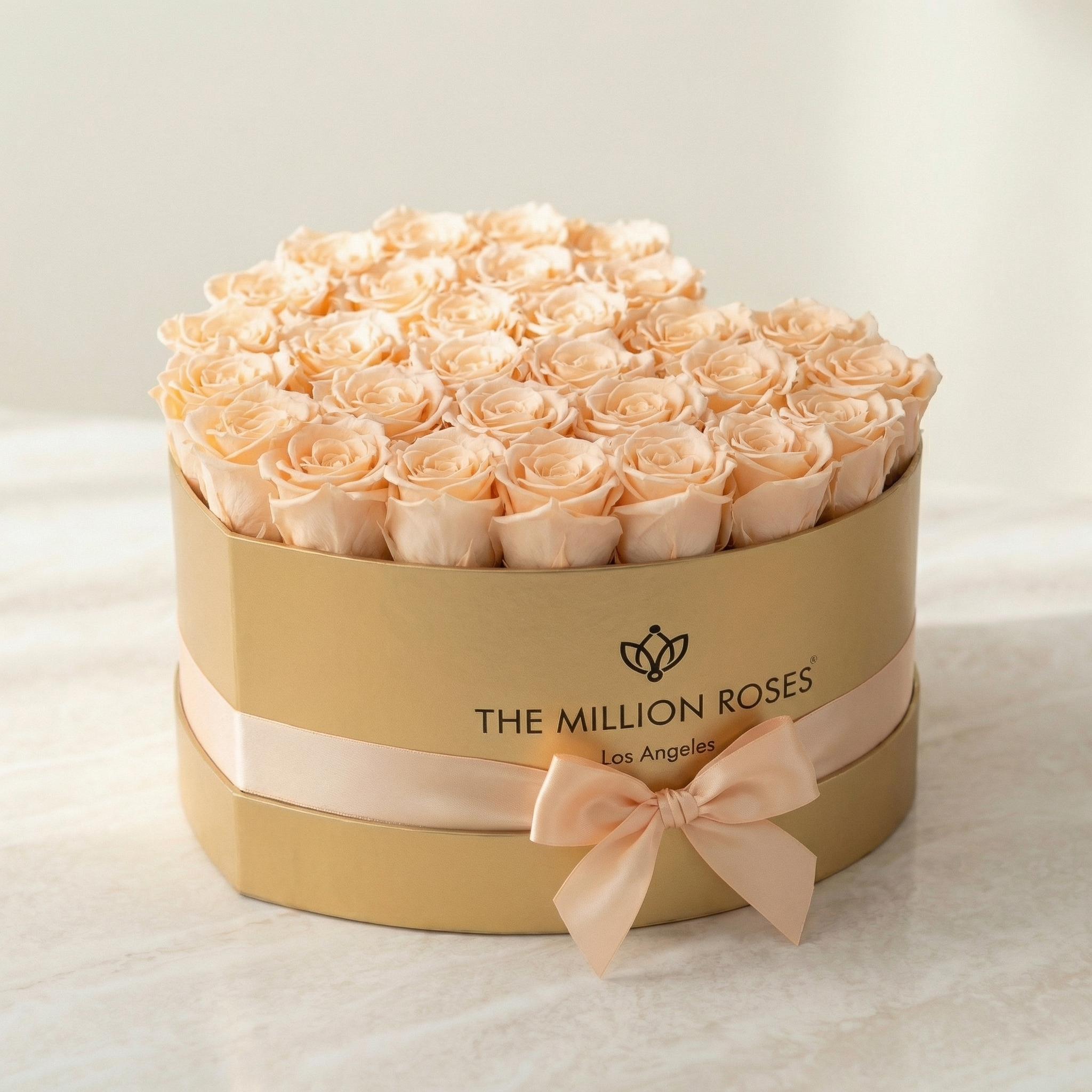 Heart Gold Box | Peach Roses