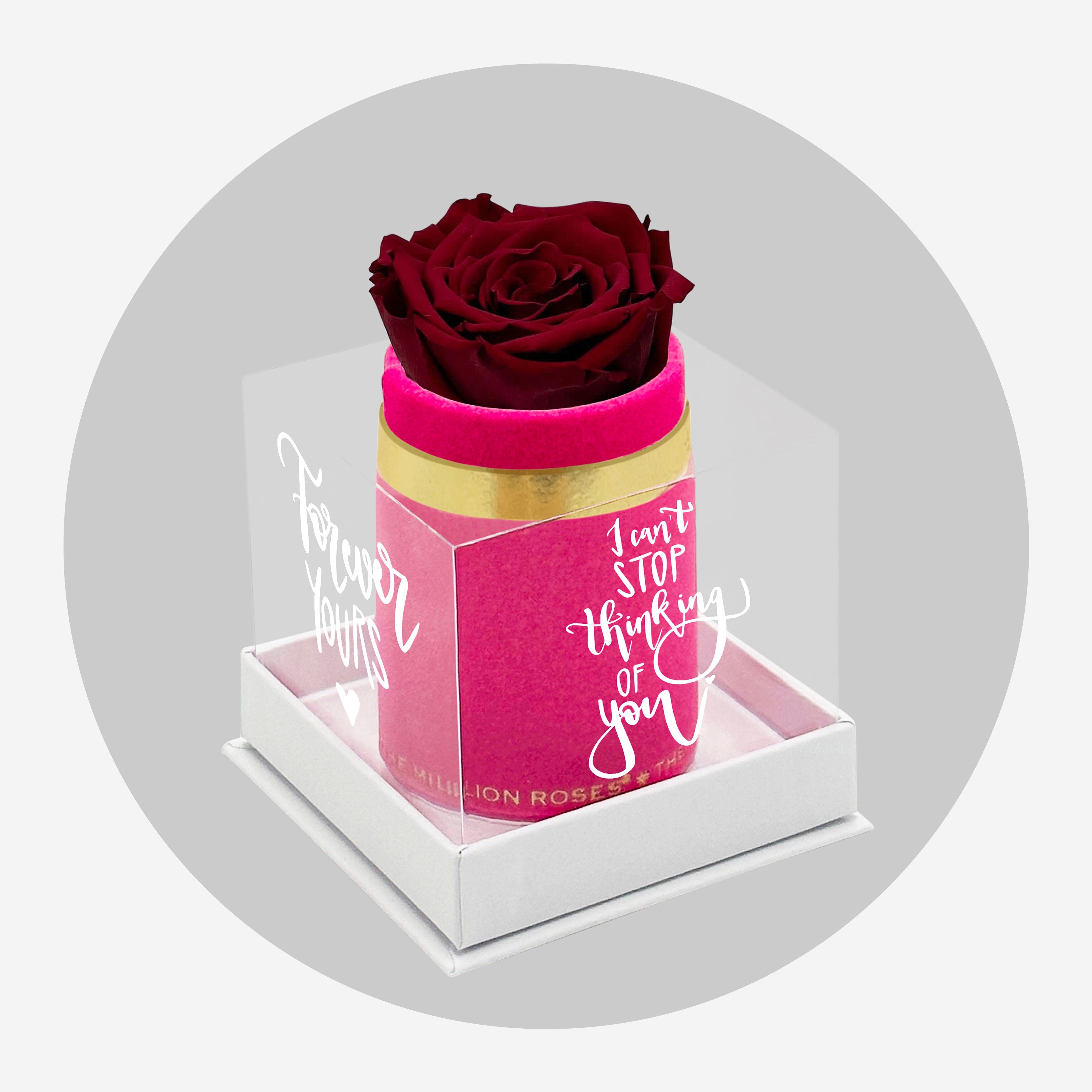 Single Hot Pink Suede Box | Limited Love Note Edition | Red Rose